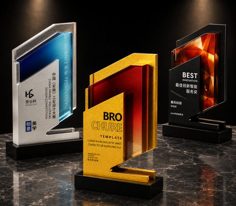 Mixed Edge Panel Acrylic Award Set - custom acrylic awards with your logo